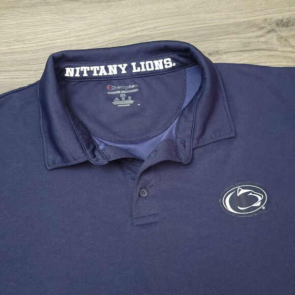 Champion Mens 2XL Authentic Athleticwear Penn‎ State Nittany Lions Blue SS Polo - Picture 1 of 9